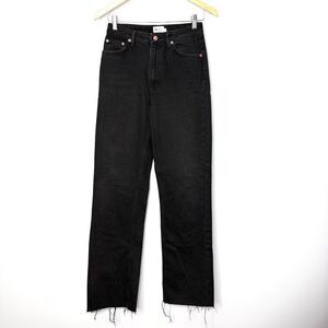 NA-KD Reborn Organic Straight High Waist Raw Hem Jeans Size US 2
